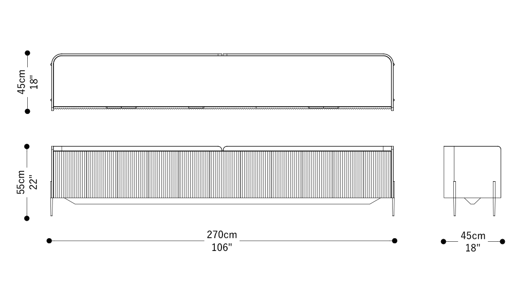 Image of the main dimensions of the product